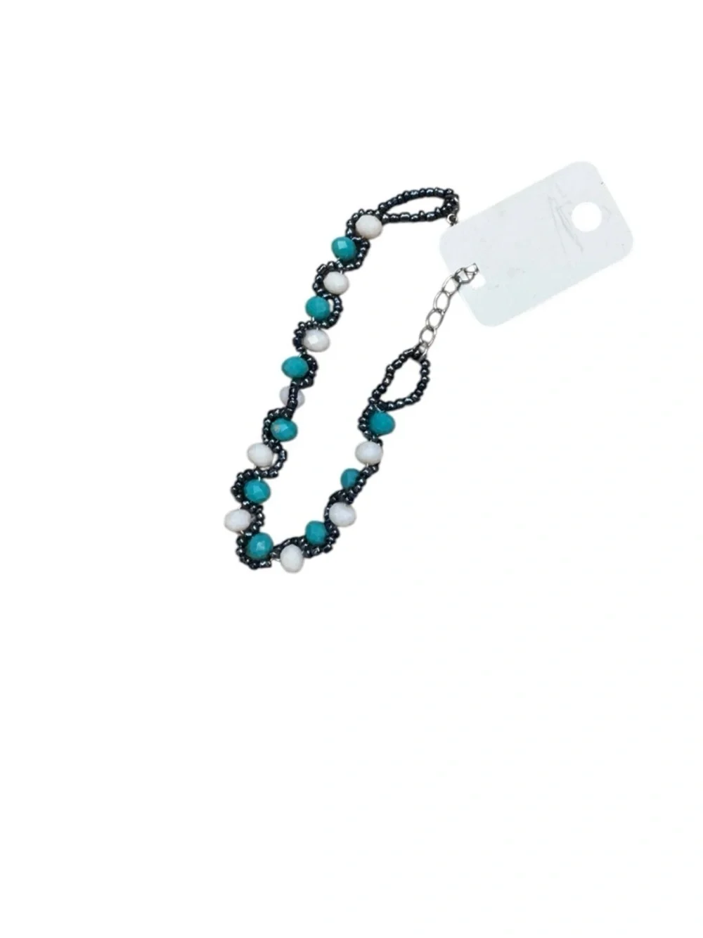 🎉4/20$ NEW! Handmade Bracelet blue and white beads silver NWT bohemian flair
